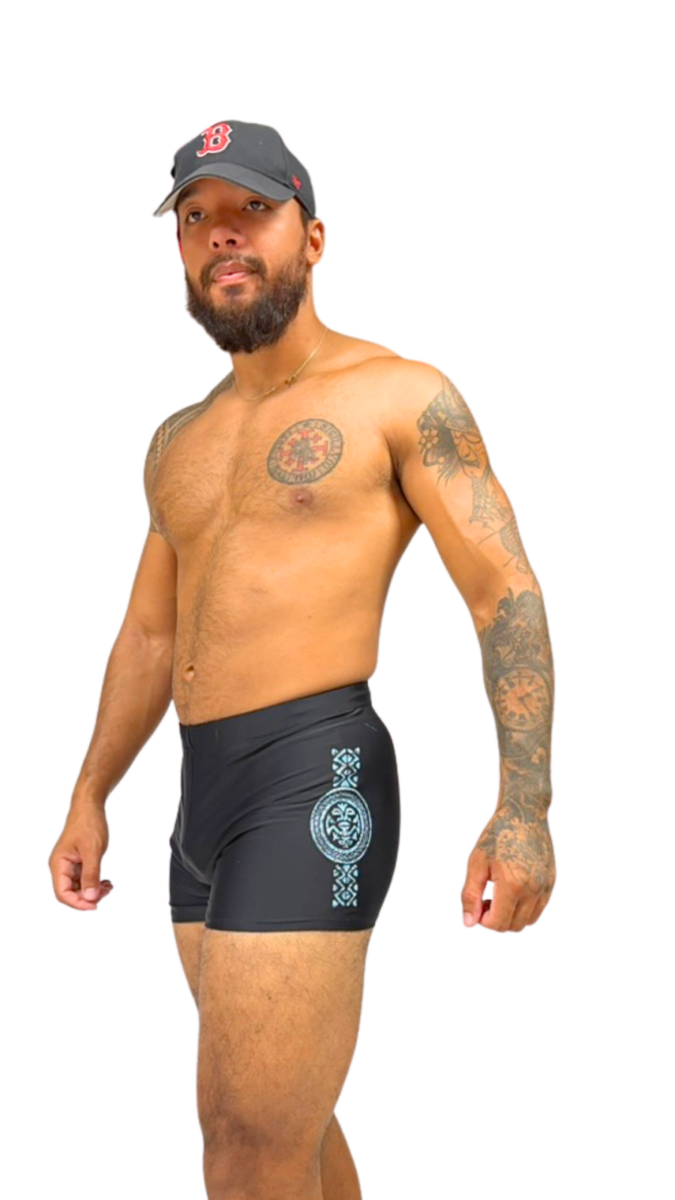 Shorty de bain homme avec motif ethnique – maillot de bain homme tendance et original – Image 2