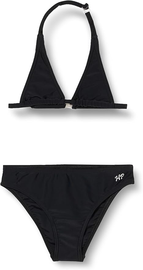 Maillot de bain fille 2 pièces triangle noir uni classique réglable élégant plage piscine été intemporel – Image 2