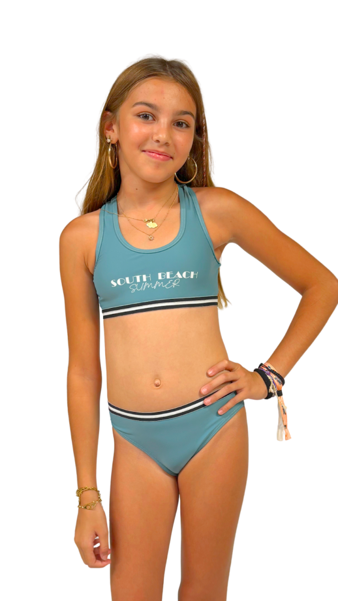 Maillot de bain fille 2 pièces brassière imprimé South Beach Summer sportif confortable – Image 3