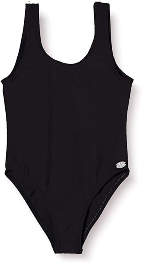 Maillot de bain fille 1 pièce noir uni classique bretelles larges confortable intemporel plage piscine été – Image 2