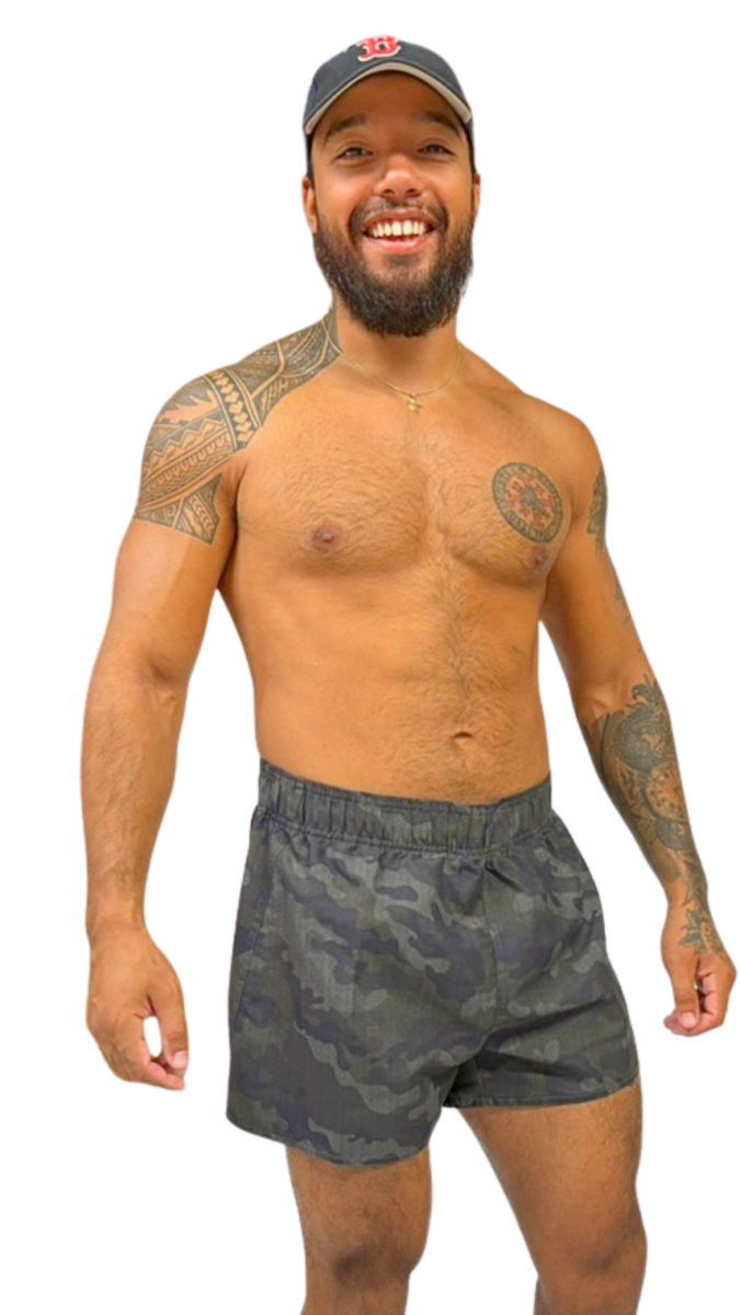 Short de bain homme camouflage gris coupe courte – maillot de bain homme tendance été – Image 2