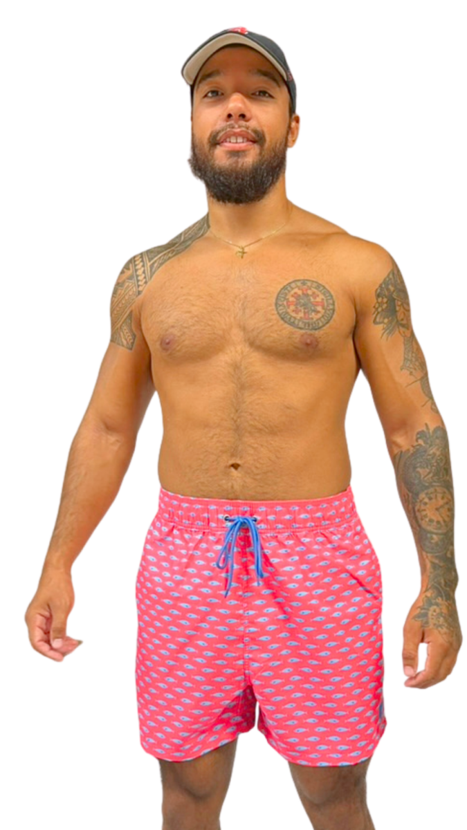 Short de bain homme avec micro-imprimé bleu – maillot de bain homme tendance et coloré été – Image 2