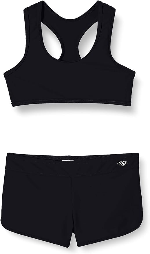 Maillot de bain fille 2 pièces brassière dos nageur noir shorty assorti sportif confort plage piscine été – Image 2