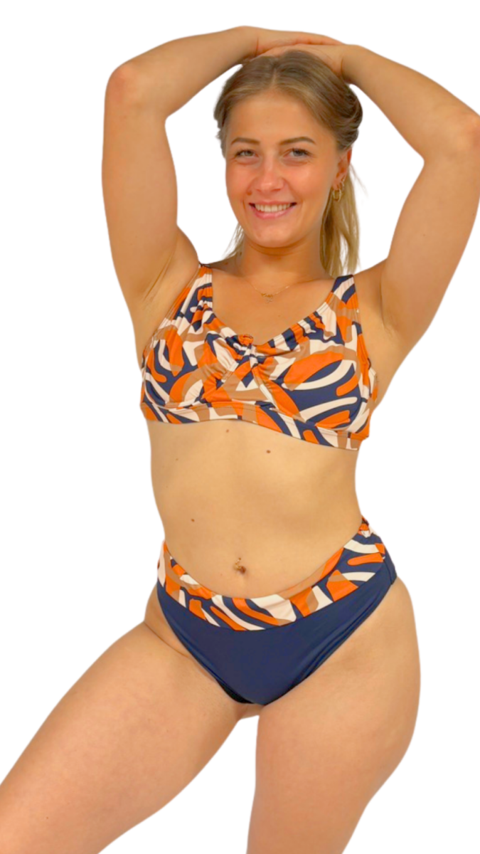 Maillot de bain 2 pièces femme imprimé bonnet D soutien-gorge maintien – Image 3