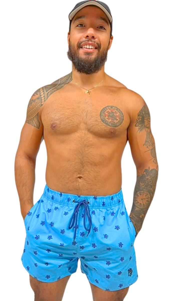 Short de bain homme bleu avec imprimé tortues – maillot de bain homme tendance été – Image 2