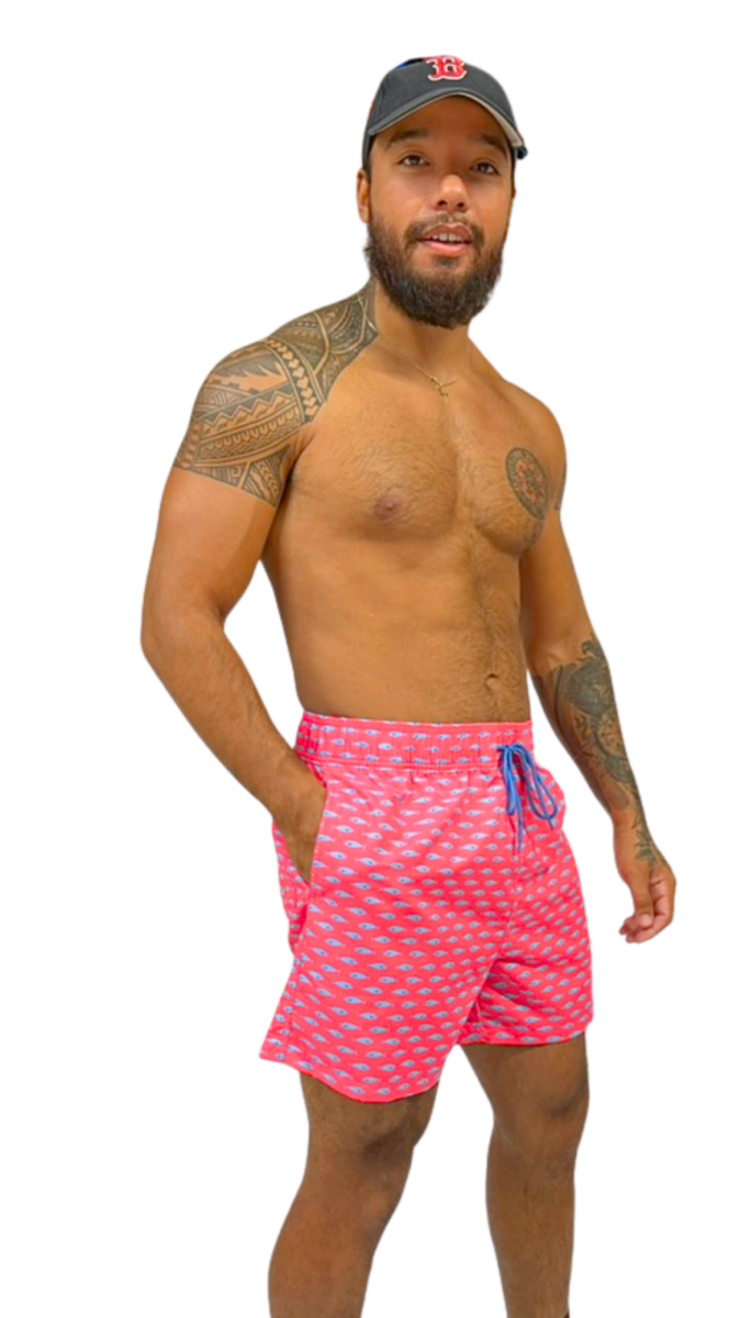 Short de bain homme avec micro-imprimé bleu – maillot de bain homme tendance et coloré été – Image 3