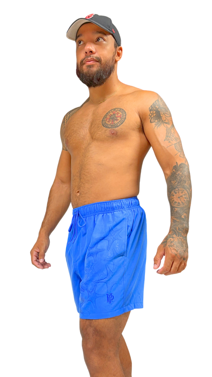 Short de bain homme avec motif étoiles de mer ton sur ton – effet texturé et séchage rapide – Image 4