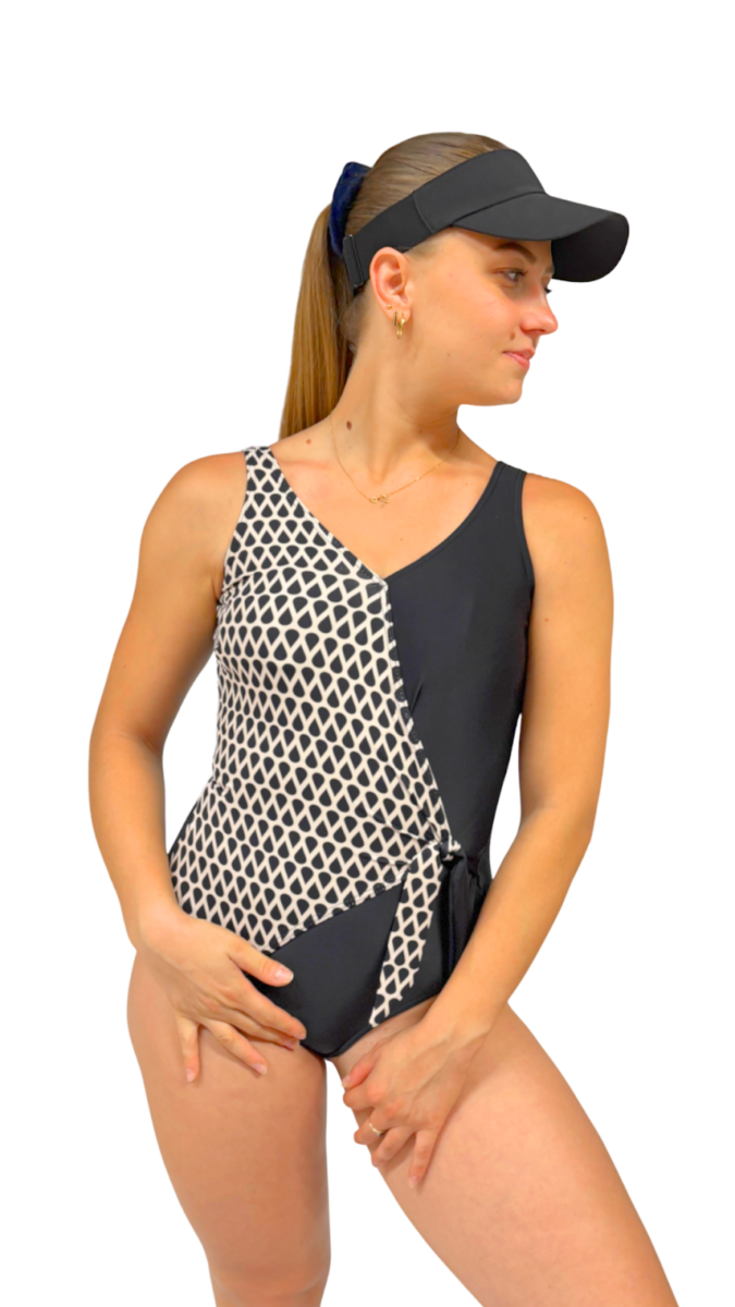 Maillot de bain 1 pièce femme gainant avec gaine intégrée et effet croisé imprimé – Image 3